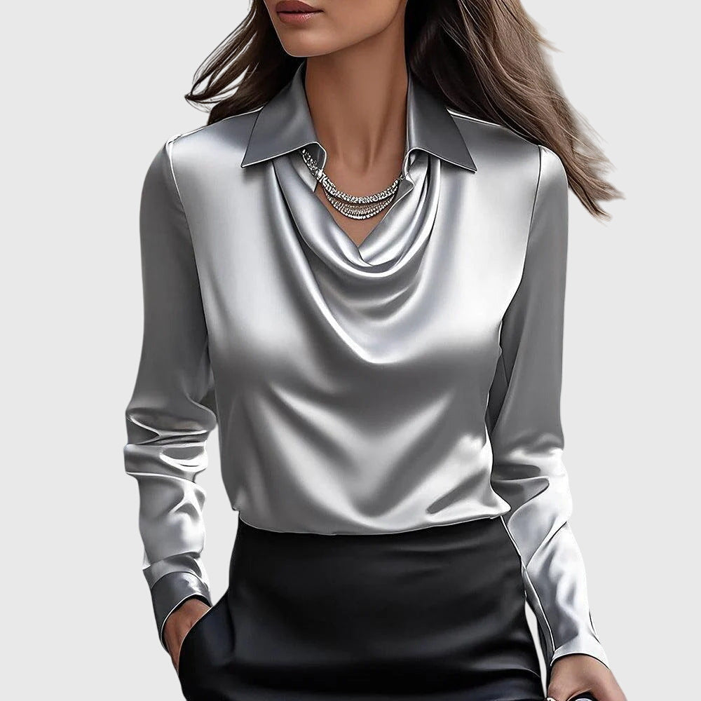 Ariella™ Satin Drape Collar Blouse