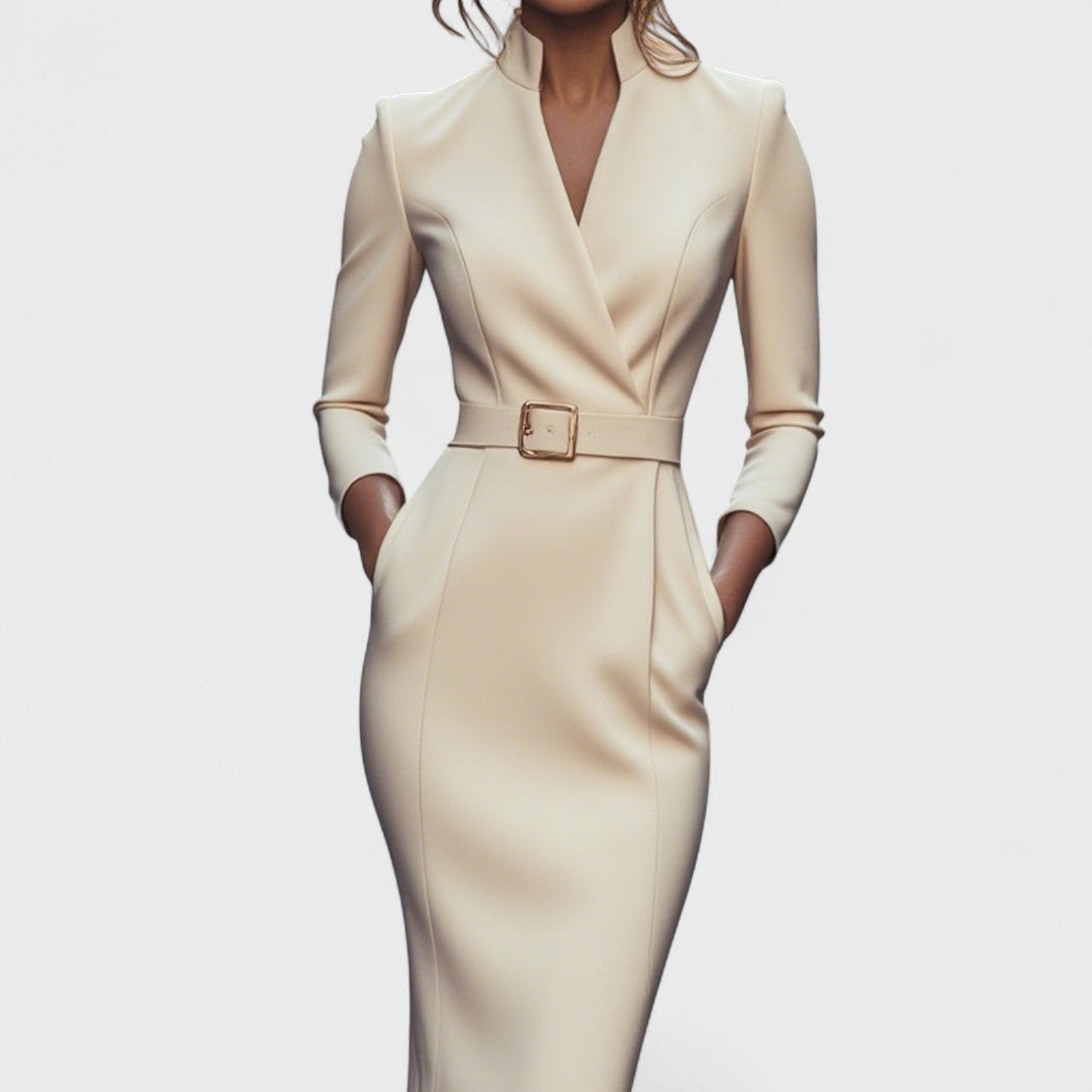 Valentina™ | Elegant Belted Pencil Dress