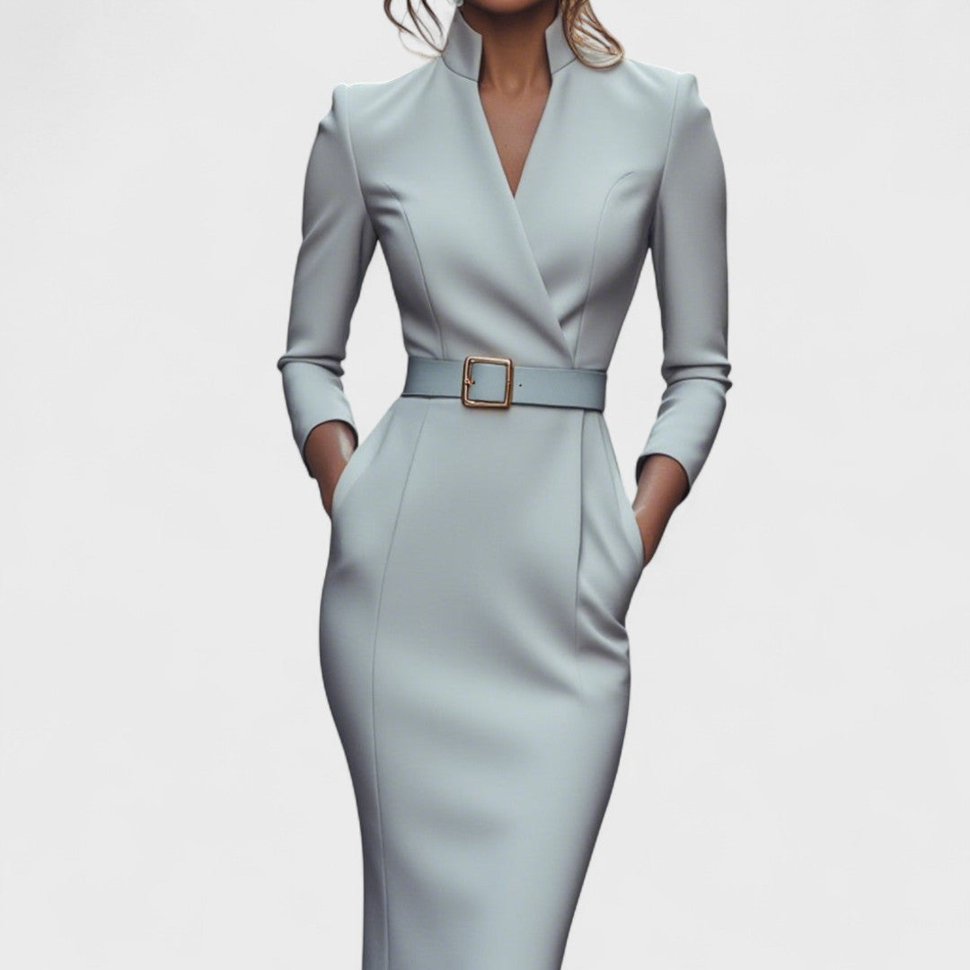 Valentina™ | Elegant Belted Pencil Dress