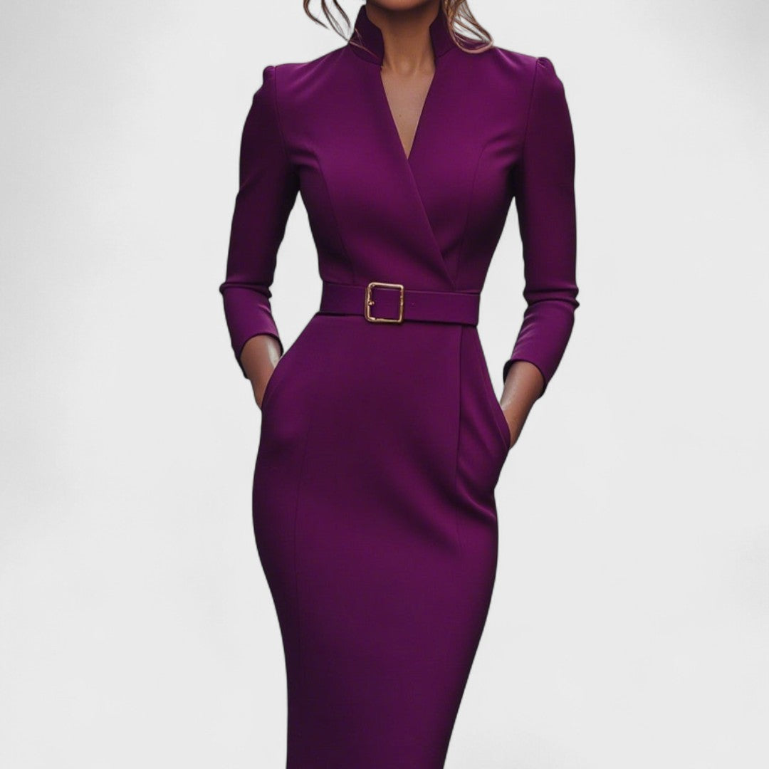 Valentina™ | Elegant Belted Pencil Dress