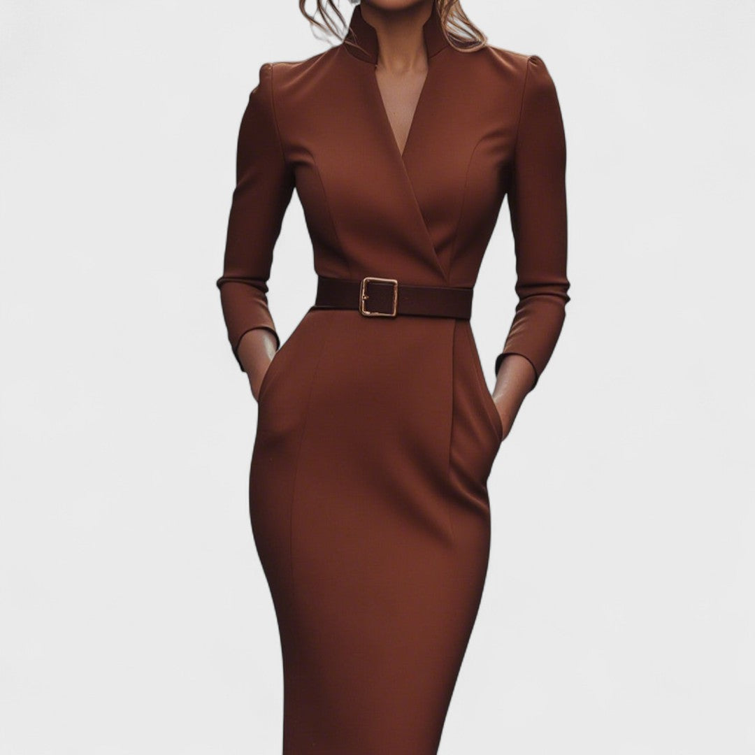 Valentina™ | Elegant Belted Pencil Dress