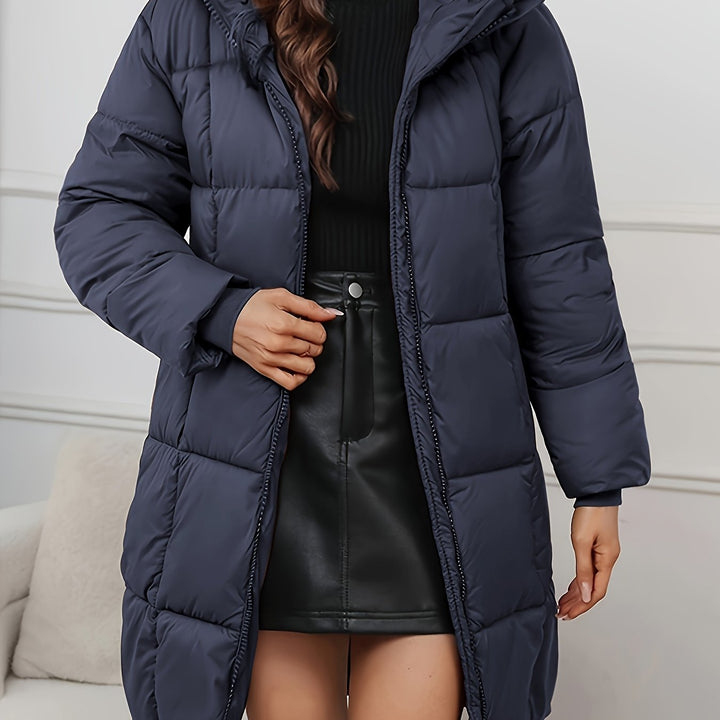 Aveline | Long Hooded Puffer Coat – Elegant Lightweight Winter Jacket