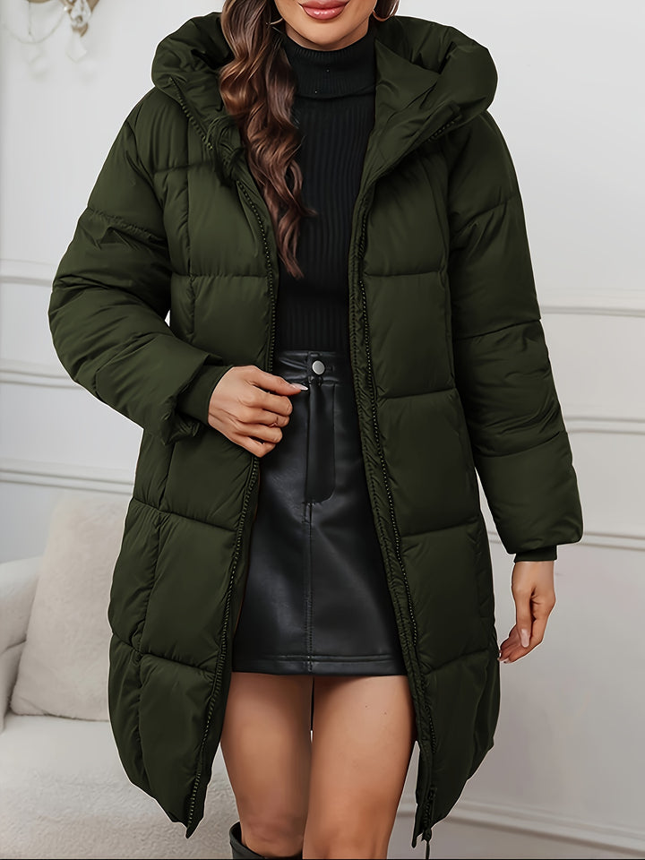 Aveline | Long Hooded Puffer Coat – Elegant Lightweight Winter Jacket