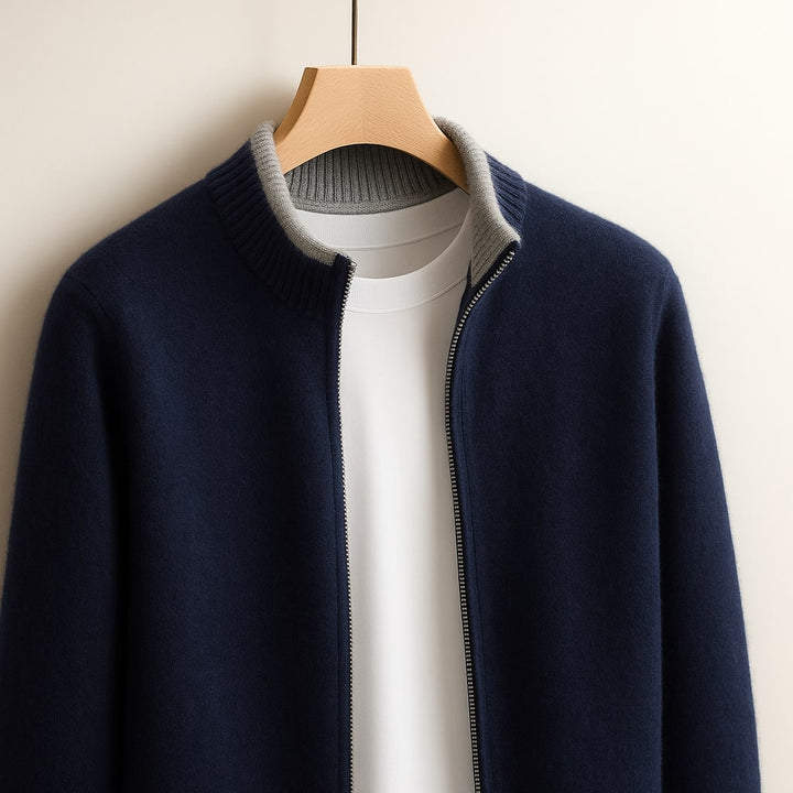 Scandinavian Minimalist Men's Full-Zip Knit