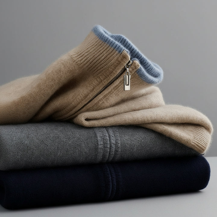 Scandinavian Minimalist Men's Full-Zip Knit