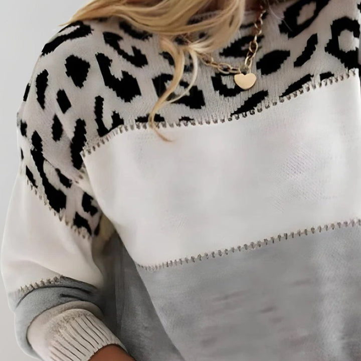 Amalia™ | Chic Leopard Patchwork Sweater