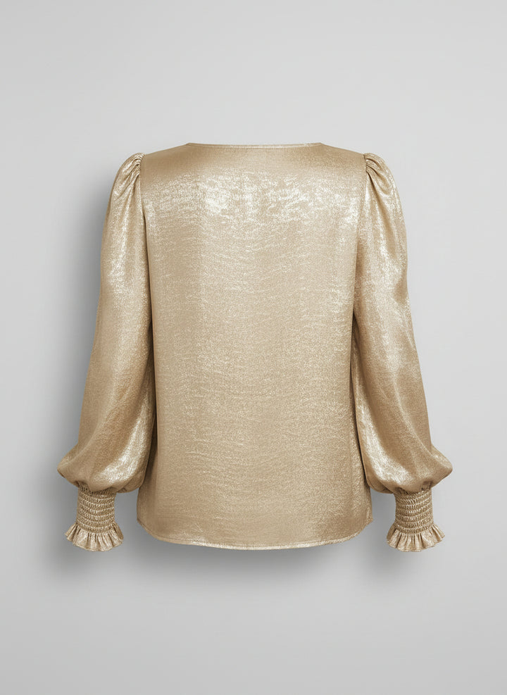 Golden Aura™ Puff-Sleeve Blouse