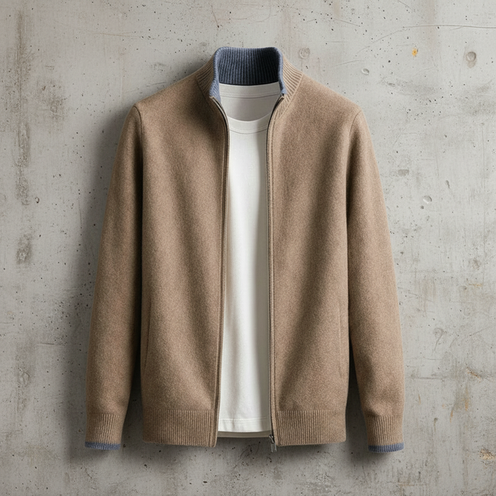 Scandinavian Minimalist Men's Full-Zip Knit