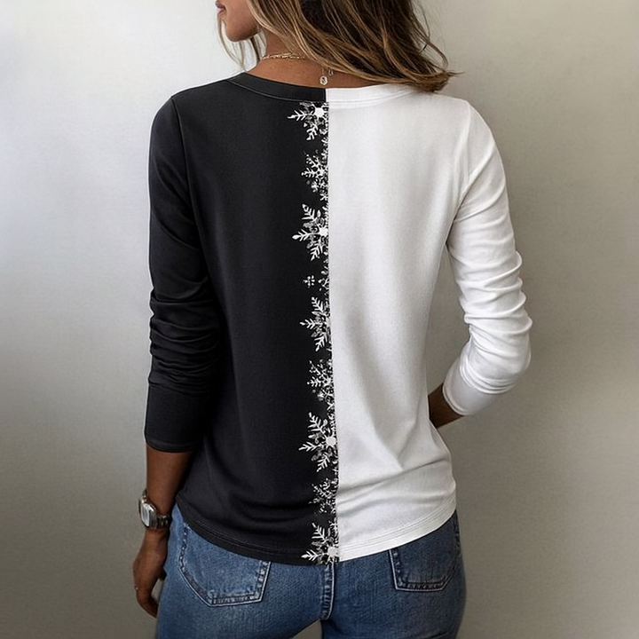 Snowy Smile V-Neck Christmas Top