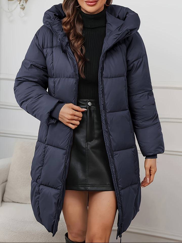 Aveline | Long Hooded Puffer Coat – Elegant Lightweight Winter Jacket
