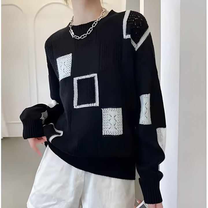 Britt | Geometric Patch Knit Sweater