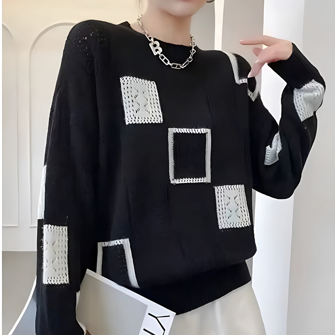 Britt | Geometric Patch Knit Sweater