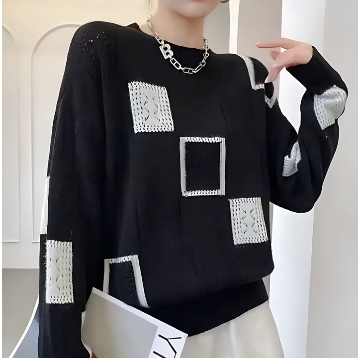 Britt | Geometric Patch Knit Sweater