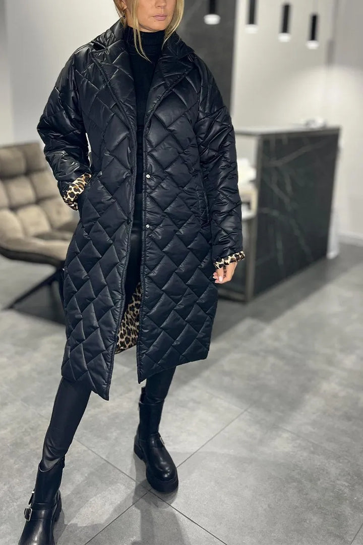 Ofira | Quilted Coat with Chic Leopard Interior