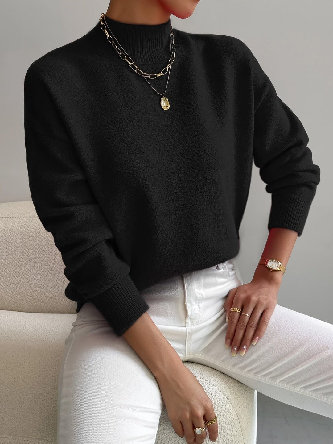 Maria Elegant High-Neck Sweater