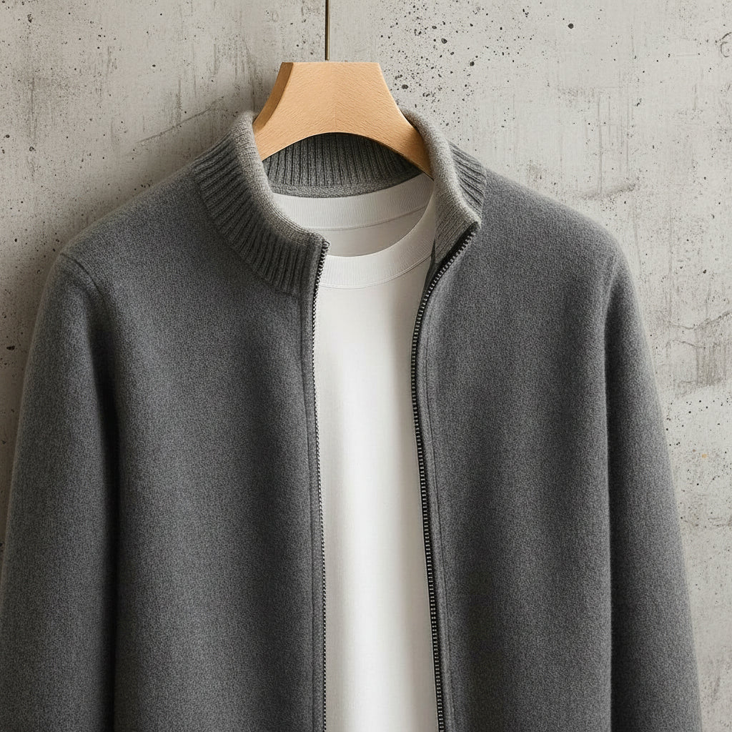 Scandinavian Minimalist Men's Full-Zip Knit