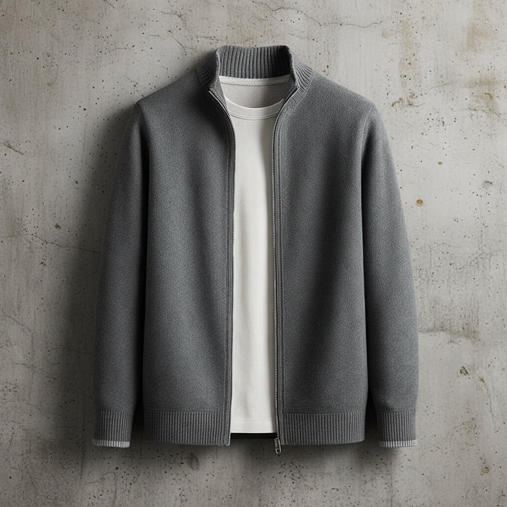 Scandinavian Minimalist Men's Full-Zip Knit
