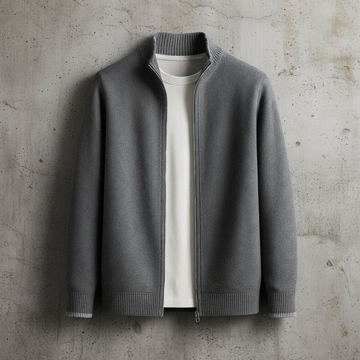 Scandinavian Minimalist Men's Full-Zip Knit