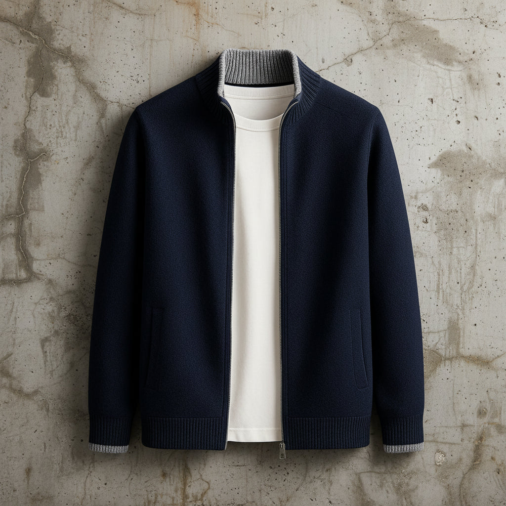 Scandinavian Minimalist Men's Full-Zip Knit