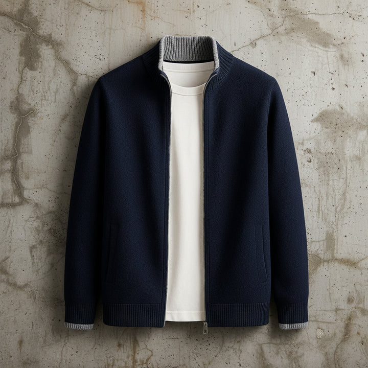 Scandinavian Minimalist Men's Full-Zip Knit